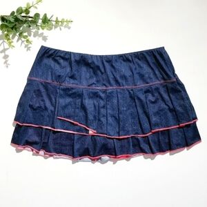 LUCKY IN LOVE Blue Denim Tennis Skirt Skort Gym Athletic Large